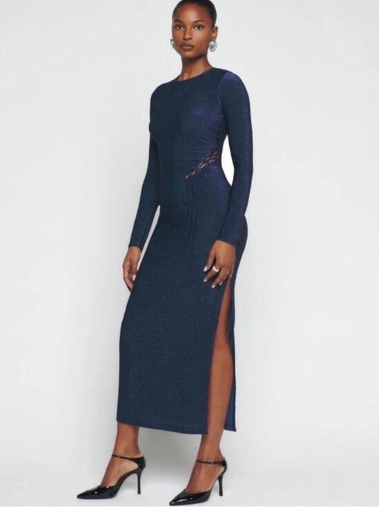 Reformation Dresses & Skirts - Reformation Kinsey knit Long-Sleeve Side-Slit Maxi Dress